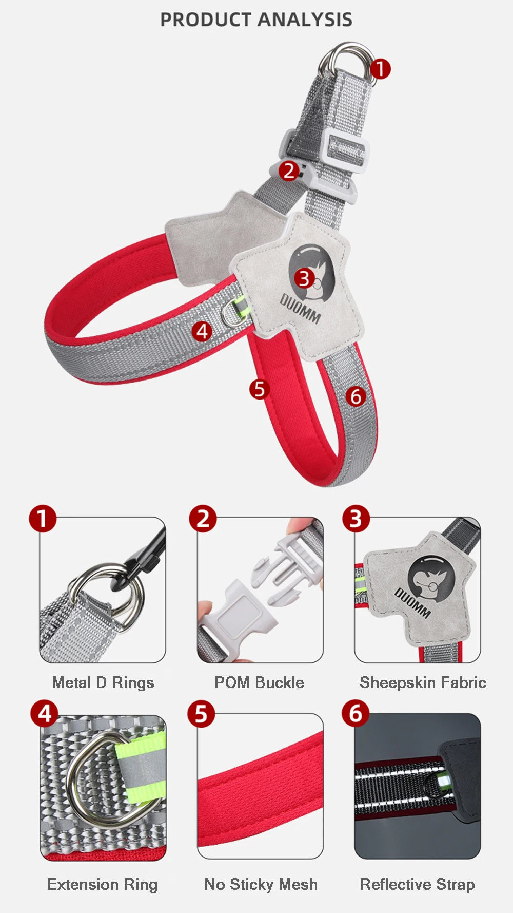 Y Dog Reflective Harness for Small and Medium Dogs