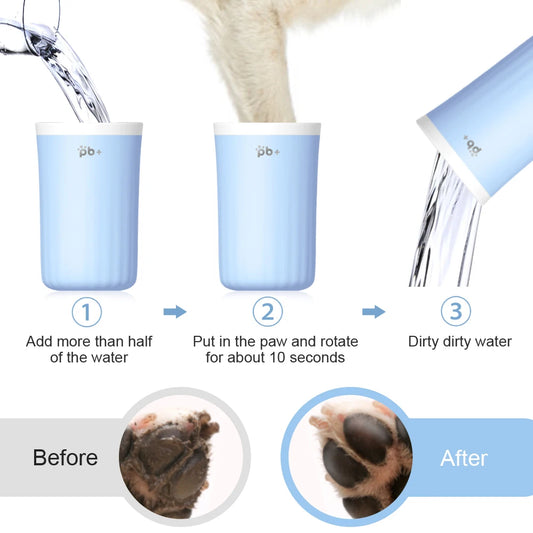 Tail N Tailz Dog Paw Cleaner Cup with Soft Silicone Paw Brush