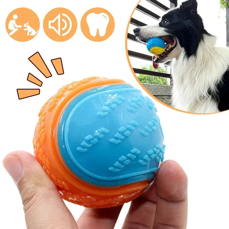 Bite-Resistant Rubber Dog Toy Ball – Beef-Flavoured Elastic Ball for Chewing & Training