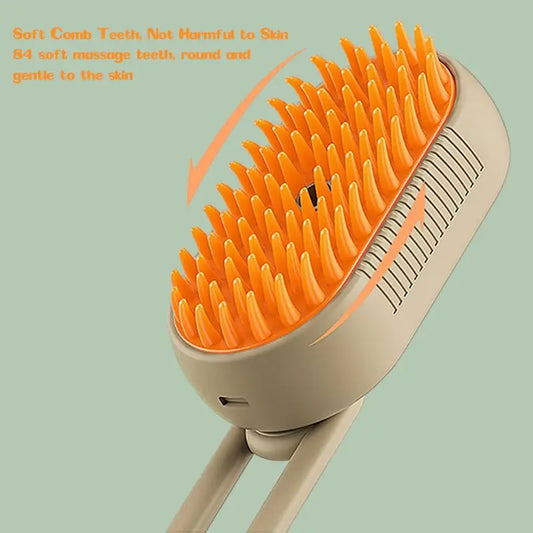 Tail N Tailz Steamy Dog Brush - 3-in-1 Electric Spray Cat Hair Brush, Dog Steamer Brush for Massage, Pet Grooming & Removing Tangled and Loose Hair