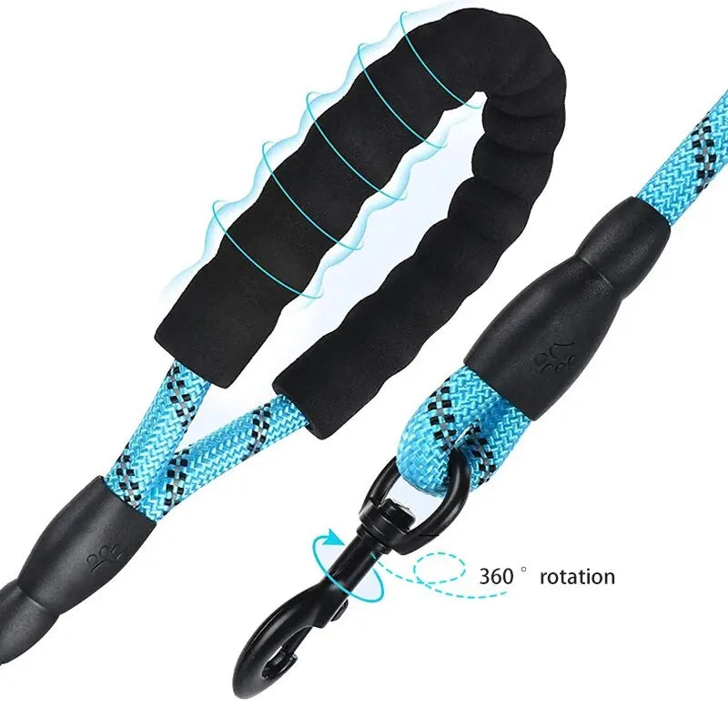 Tail N Tailz Reflective Pet Leash - High-Quality Nylon Braided Dog Leash with Rubberized Protective Cover