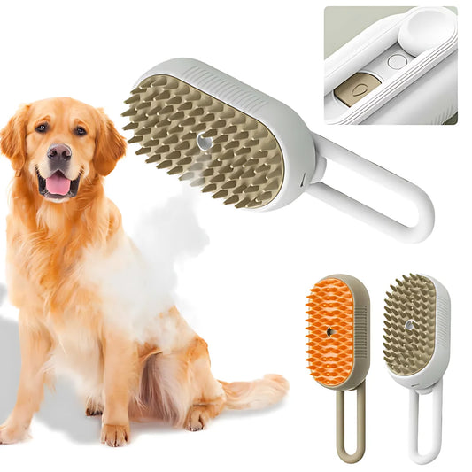 Tail N Tailz Steamy Dog Brush - 3-in-1 Electric Spray Cat Hair Brush, Dog Steamer Brush for Massage, Pet Grooming & Removing Tangled and Loose Hair