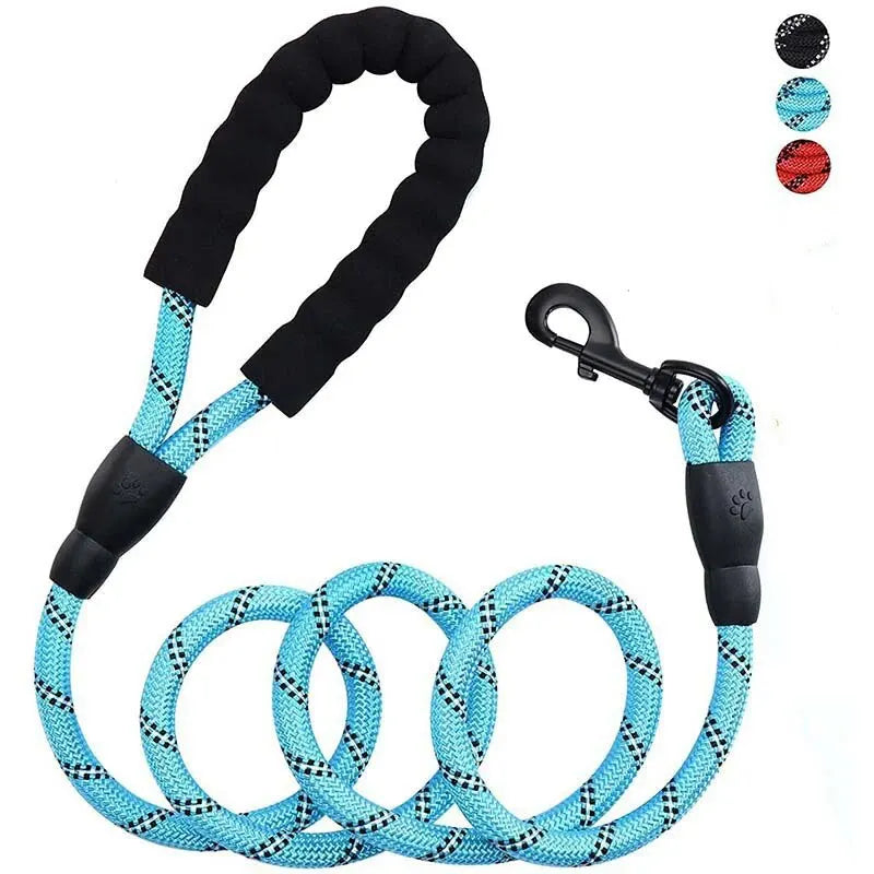 Tail N Tailz Reflective Pet Leash - High-Quality Nylon Braided Dog Leash with Rubberized Protective Cover