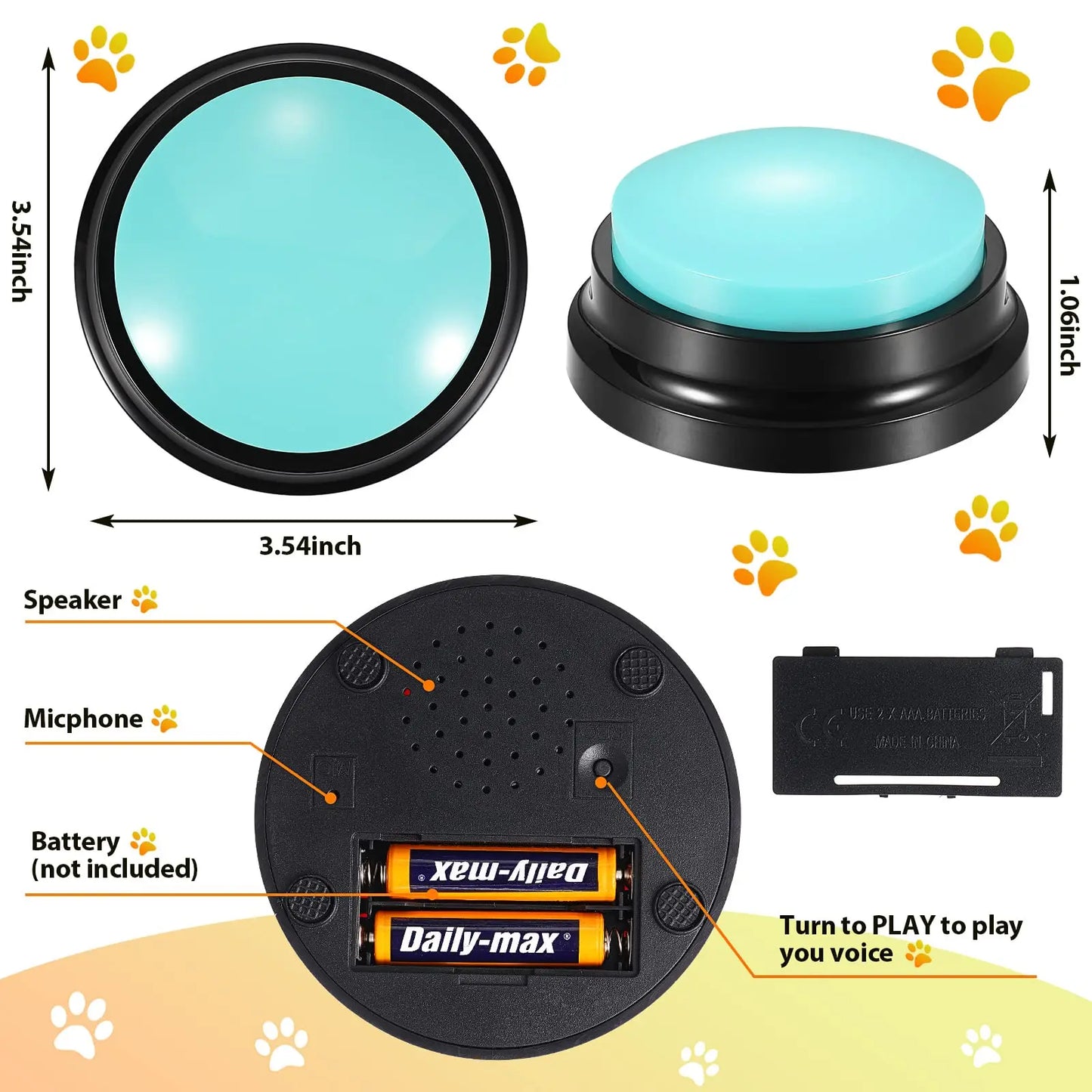 Tail N Tailz Funny Dog Recordable Pet Toys - Talking Pet Communication Buttons for Training and Interactive Play